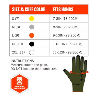 Ergodyne ProFlex 7042 Nitrile Coated Cut-Resistant Gloves, ANSI A4, Heat Resistant, Green, Small, 12 Pair (10332)