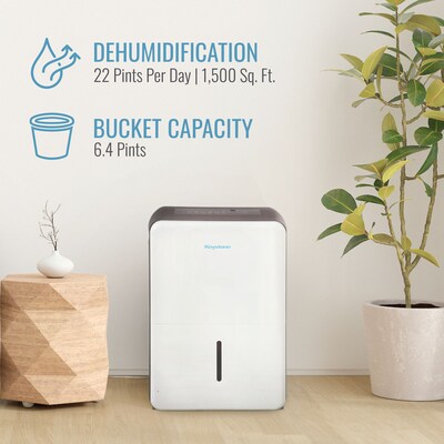 Keystone Energy Star 22-Pint Portable Dehumidifier, Covers up to 1,500 sq. ft., White (KSTAD224F)