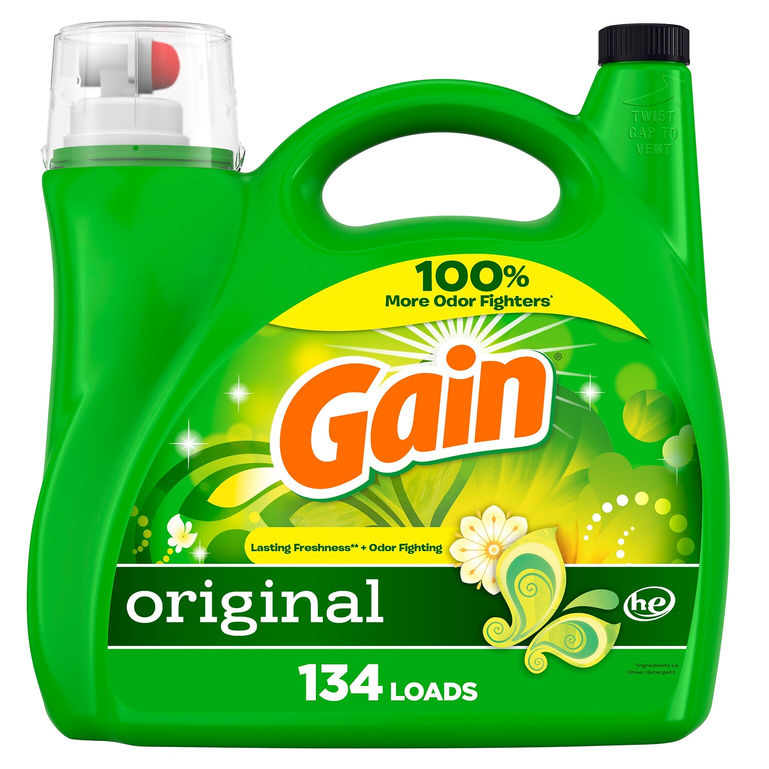 Gain HE Liquid Laundry Detergent, Original Scent, 134 Loads, 194 fl. oz. (19114)