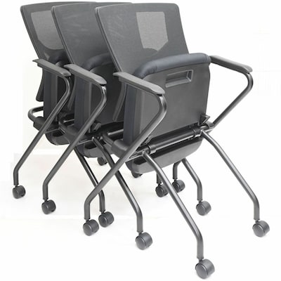 Lorell Conjure Fabric Office Nesting & Folding Chairs, Black, 2/Carton (LLR62019)