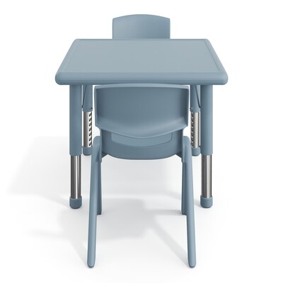 Flash Furniture Emmy Square Activity Table Set, 24" x 24", Height Adjustable, Dusty Blue (YCX232SQRTBDTBR)