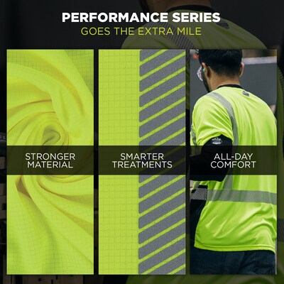 Ergodyne GloWear 8294BK High Visibility Short Sleeve Black Bottom T-Shirt, ANSI Type R Class 2, Lime, Medium (22273)
