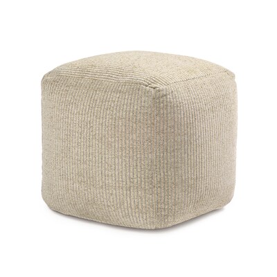 Anji Mountain Madison Ivory Natural Fabric Square Pouf Ottoman (AMBPF101-1818)