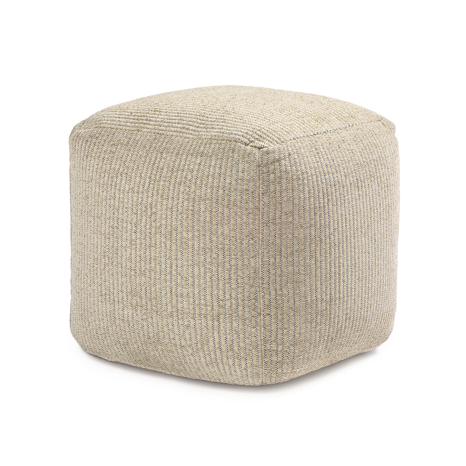 Anji Mountain Madison Ivory Natural Fabric Square Pouf Ottoman (AMBPF101-1818)