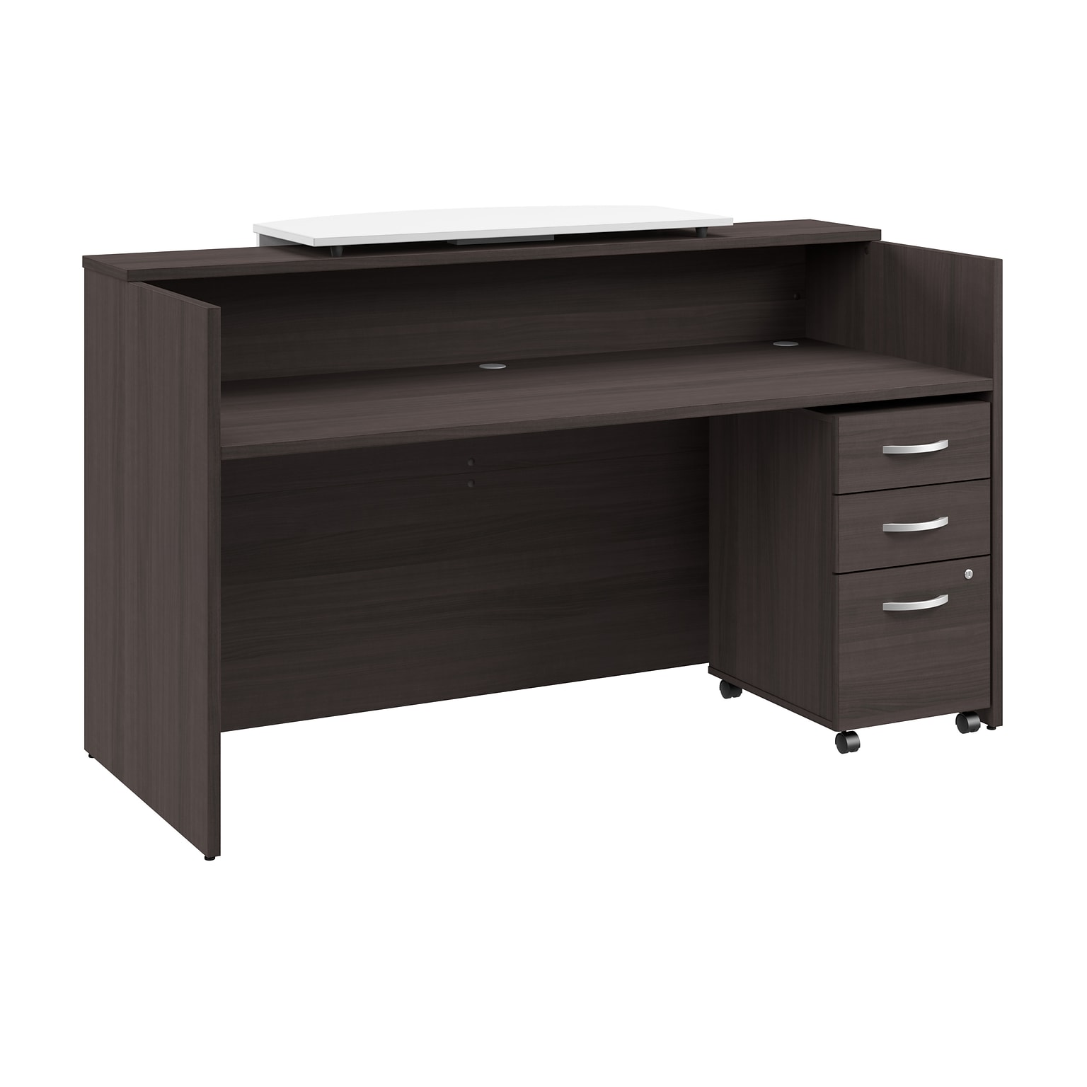 Bush Business Furniture Arrive 72W Reception Desk with Counter and Mobile File Cabinet, Storm Gray (ARV008SG)
