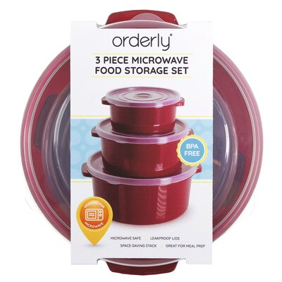3 Piece Red Microwave Food Storage Set