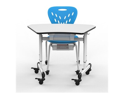 Luxor Plastic/Steel Kids' Desk Chair with Wheels and Storage, Blue/White (MBS-CHAIR)