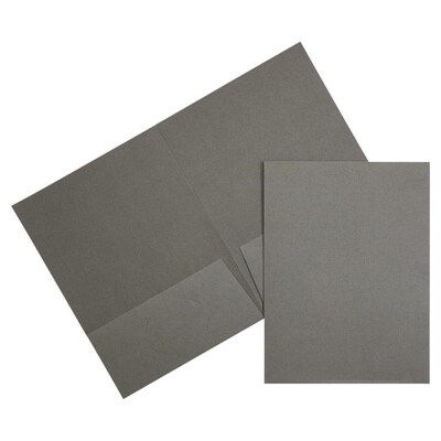 JAM Paper Two-Pocket Linen 2 Pocket Cardstock Presentation Folder, Gray, 25/Pack (386LGYA)