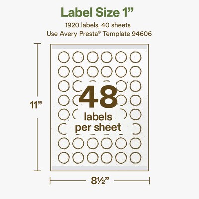 Avery Starburst Laser/Inkjet Multipurpose Labels, 1", Off-White (1920/Box)