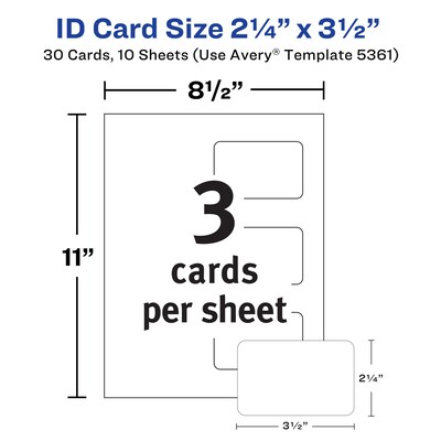 Avery Self-Laminating ID Cards, Matte White, 30/Pack (05361)