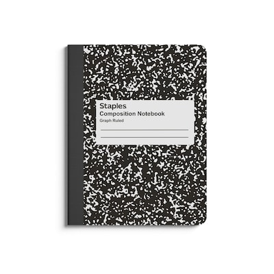 Staples Composition Notebook, 7.5 x 9.75, Graph Ruled, 80 Sheets, Black/White, 24/Carton (TR55072CT)