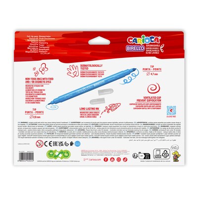 CARIOCA Birello Washable Kids Markers, Twin Tip, Assorted Colors, 24/Set (CRA41521)