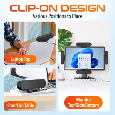 Delton P150 Clip-On 10-Watt Computer Speaker, USB-A, Black (DSP150C-U)