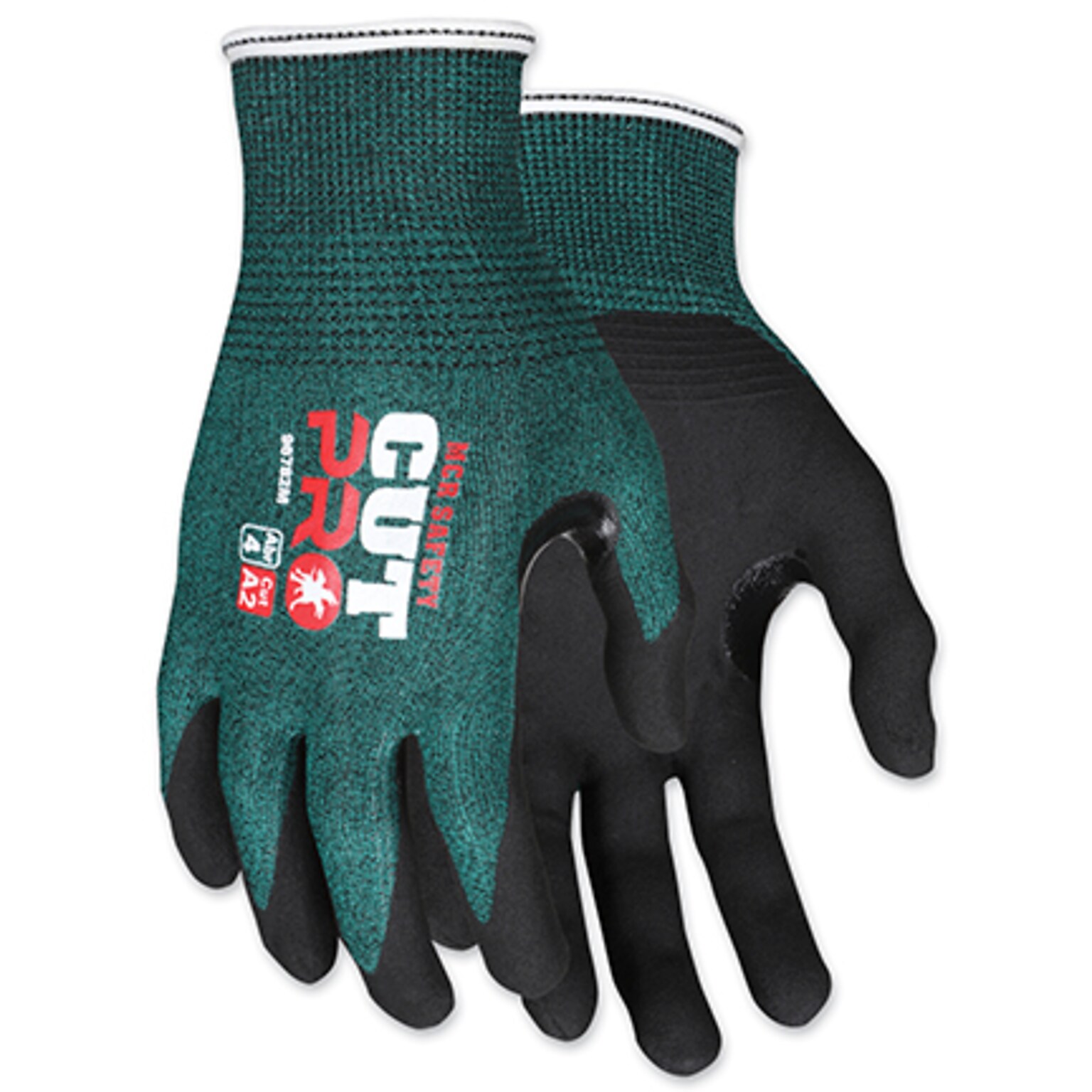 MCR Safety CutPro Nitrile Coated Gloves, Medium, 18-Gauge, ANSI Cut Level A2, Green/Black, Dozen (96782M)