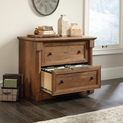 Sauder Palladia 2-Drawer Lateral File Cabinet, Letter/Legal Size, 30H x 37W x 22D, Vintage Oak (420607)