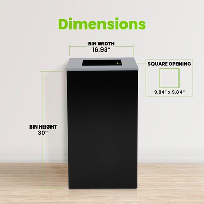 Alpine Industries Steel Open Top Recycling and Trash Can Set with Square Lid, 29 Gallon, Black/Blue, 2/Pack (ALP4450-BLK-KIT1)