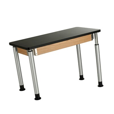 Diversified Woodcrafts Uplift! Hybrid ADA Rectangular Science Table, 60 x 30, Height Adjustable, Black/Oak (P8142BK)