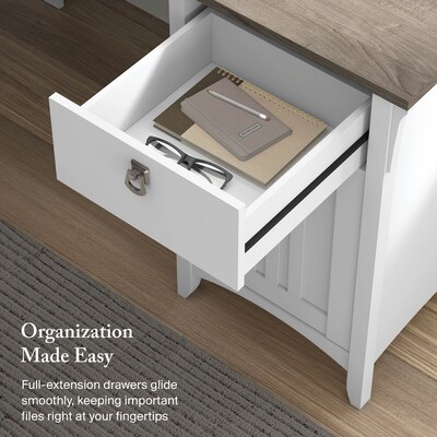 Bush Furniture Salinas 60" L-Shaped Desk, Shiplap Gray/Pure White (SAD160G2W-03)