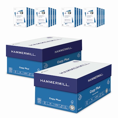 Hammermill Copy Plus 8.5 x 11 Copy Paper, 20 lbs., 92 Brightness, 500 Sheets/Ream, 8 Reams/Carton,