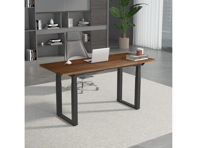 FlexiSpot E7Q 72"W Electric Adjustable Standing Desk, Black Walnut/Black (E7QB7230-BW)