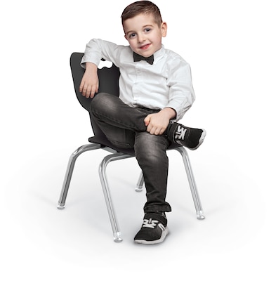 MooreCo 12 Hierarchy Student Chair with 4 Legs, Black/Chrome Base (703673595292)