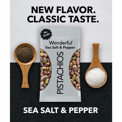 Wonderful Pistachios Sea Salt & Pepper Pistachios, 2.25 oz., 8 Bags/Box (SP0146A25M)