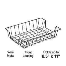 Staples Front Loading Letter Tray, Black Steel (10485)