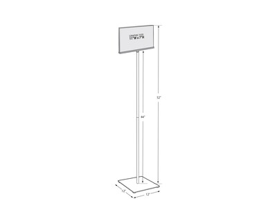 Azar Sign Holder, 11" x 7", Horizontal, Freestanding, Clear/Silver Acrylic (300862)