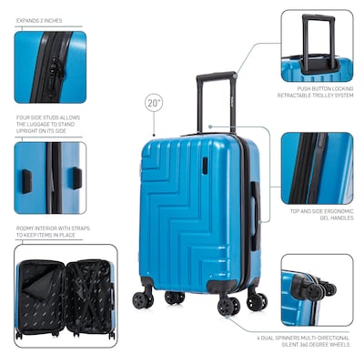 DUKAP Zahav 21.04" Hardside Carry-On Suitcase, 4-Wheeled Spinner, TSA Checkpoint Friendly, Teal (DKZAH00S-TEA)