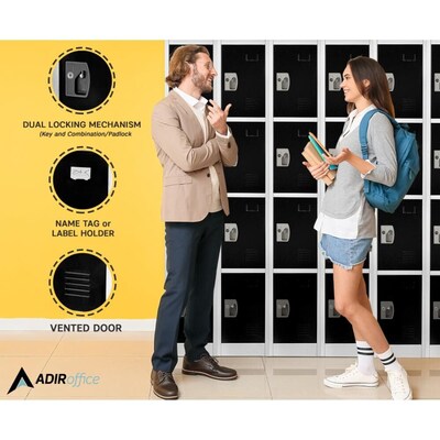 AdirOffice 72'' 4-Tier Black Storage Locker, 4/Pack (629-204-BLK-4PK)