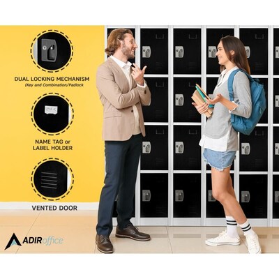 AdirOffice 72'' 4-Tier Key Lock Black Steel Storage Locker,  4/Pack (629-204-BLK-4PK)