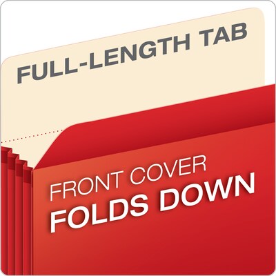 Pendaflex Reinforced File Pocket, 3 1/2" Expansion, Legal Size, Red (1526E RED)