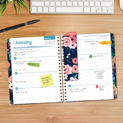 2027 Excello Brands 7.8 x 9 Weekly & Monthly Standard Planner, Paperboard Cover, Navy Floral (FSHN-CY27-79-84)