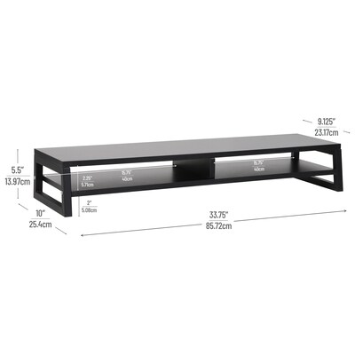 Mind Reader 2-Tier MDF Double Monitor Stand, Dual Screen Riser with Storage Shelf, Up to 88 lbs., Black (DBMONMDF-BLK)