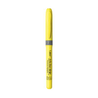 BIC Brite Liner Highlighters with Grip, Chisel Tip, Yellow, 5/Pack (GBLP51-YEL)