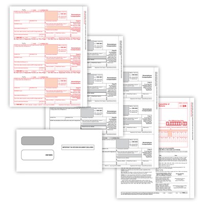 ComplyRight 2024 1099-NEC Tax Form Self-seal envelopes, 3-Part, 3-Up, Copy A, B, C/2, 1096 Transmitt