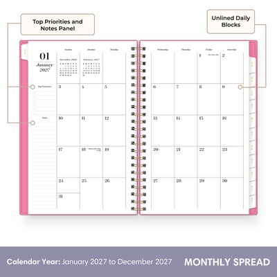2027 Blue Sky Sincerely Jules 5" x 8" Weekly & Monthly Planner, Pink (162422)