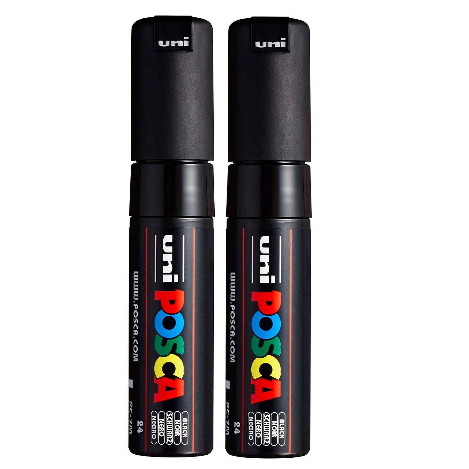 POSCA PC-7M Water Based Paint Marker, Broad Bullet Tip, Black, 2/Pack (UBCPC7MBLACK-2)
