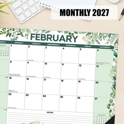 2027 Willow Creek Eucalyptus 22" x 17" Monthly Desk Pad Calendar, Assorted Colors (66577)