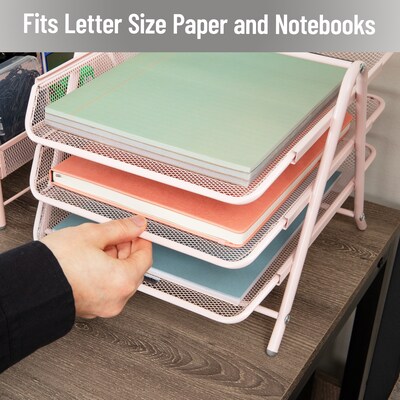 Mind Reader Metal Front Loading Letter Tray, Pink (3TPAPER-PNK)