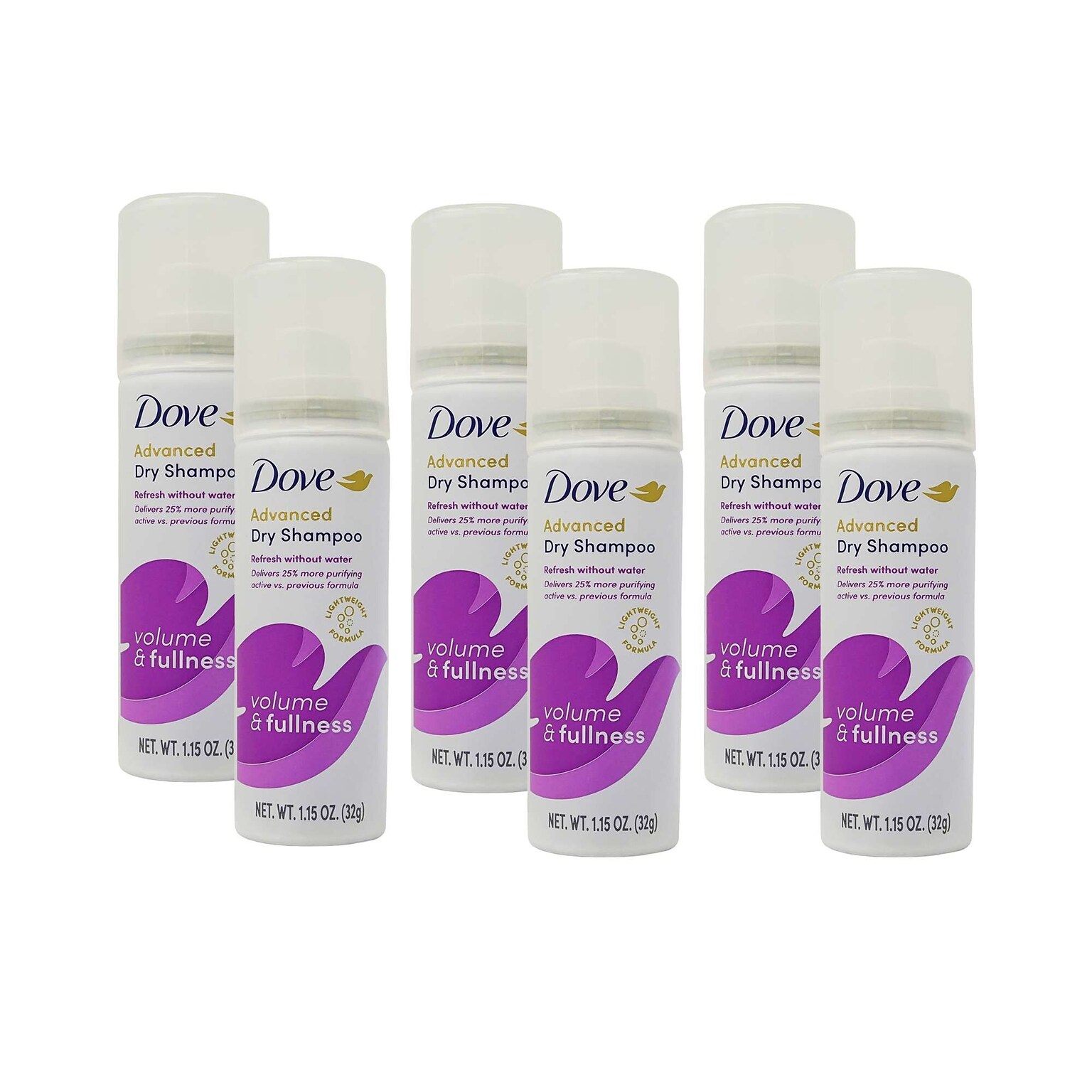 Dove Refresh + Care Volume & Fullness Dry Shampoo, 1.15 oz Can, 6 Cans/Bag, 4 Bags/Carton