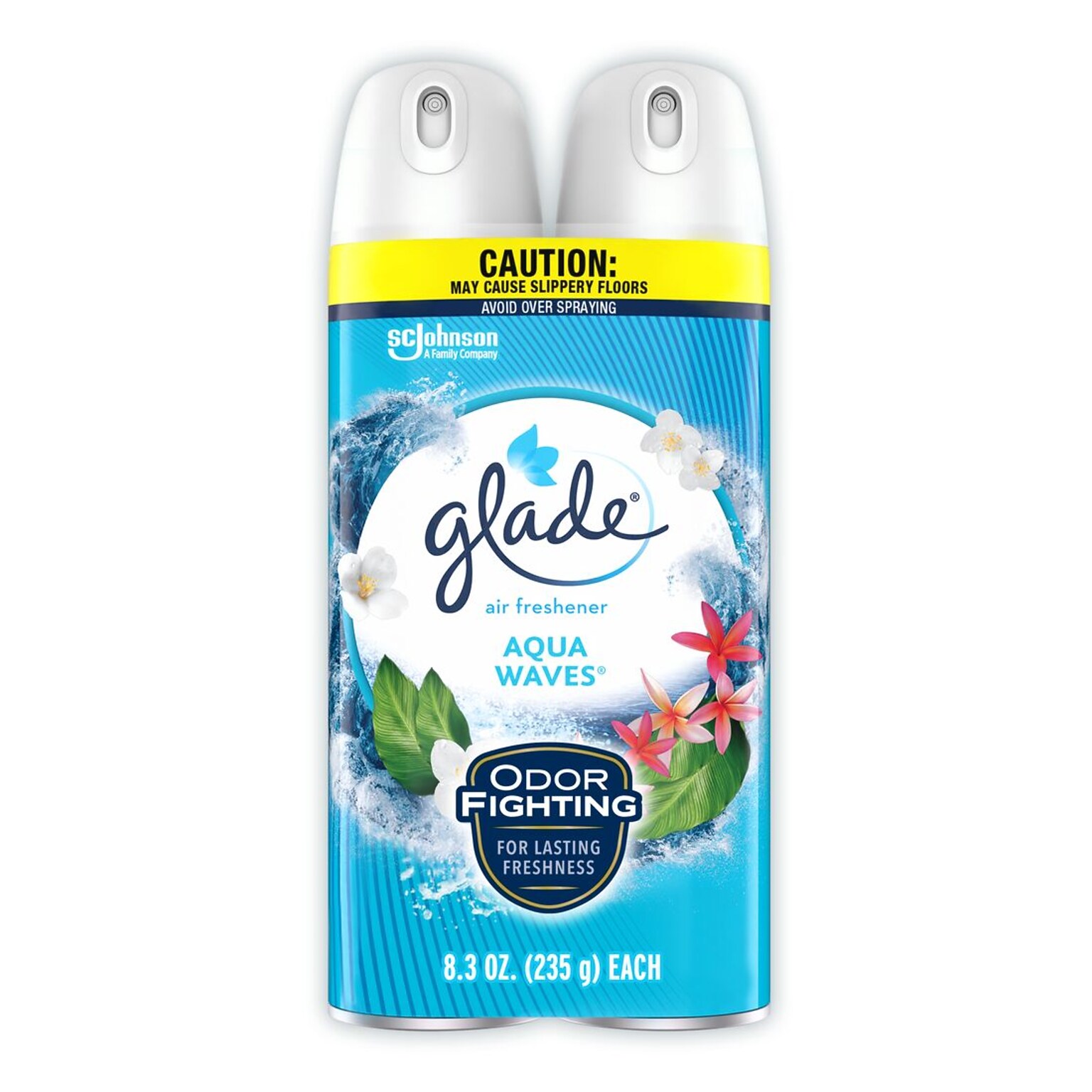 Glade Air Freshener Aerosol, Aqua Waves Scent, 8.3 Oz., 2/Pack (357471