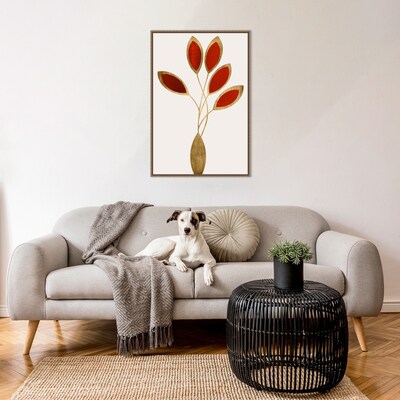 Amanti Art Five Red Flowers by Kubistika  Framed Canvas Wall Art Print, 23 x 33 (A42678302736)