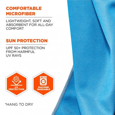 Ergodyne Chill-Its 6602MF Evaporative Cooling Towel, Gray/Blue, One Size (12660)