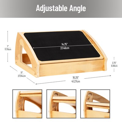 Mind Reader Adjustable Wooden Foot Rest with Anti-Slip Surface, 3 Height Levels, Brown (WOODREST-BRN)