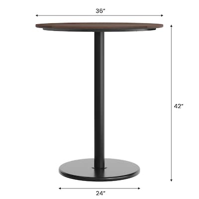 Flash Furniture Acadia 36" Round Wooden Dining Table, Dark Brown/Black Base (STRD36WBRTR24B)