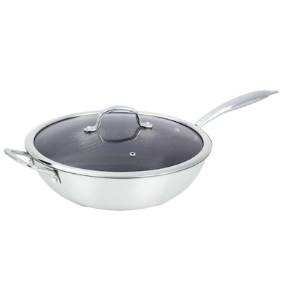 Brentwood 12 Wok With Glass Lid, Stainless Steel (B-WH30L)