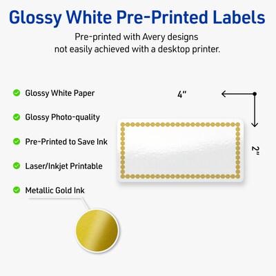 Avery Laser/Inkjet Rectangle Multipurpose Labels, 2 x 4, White, 100/Pack (S00-DJH)