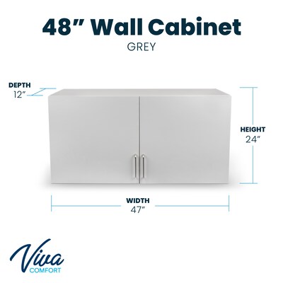 Viva Comfort 24H x 47W Wall Mounted Medical Cabinet, 2-Doors, Gray (ADI902-WALL48-G-MK)