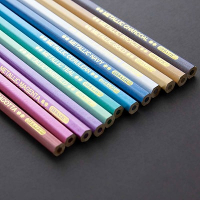 Bazic Metallic Colored Pencils, Assorted Colors, 12/Pack, 6 Packs/Bundle (BAZ735-6)